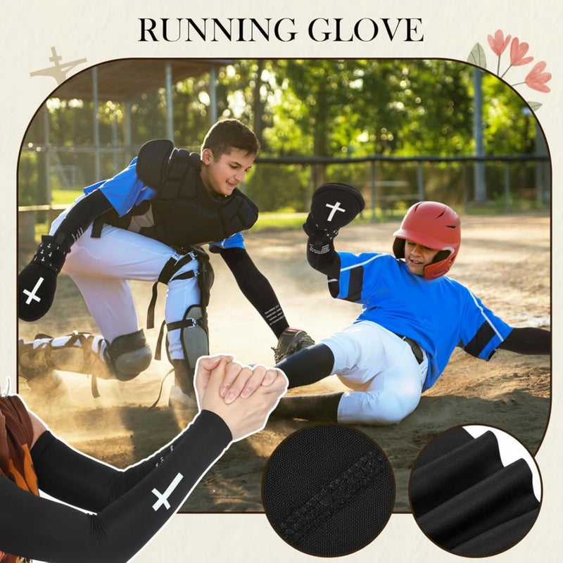 Geyoga Christian Sport Set Sliding Mitt and Cross Arm Sleeve Baseball Religious Glove Sliding Mitt Cooling Arm Sleeves - Image 3